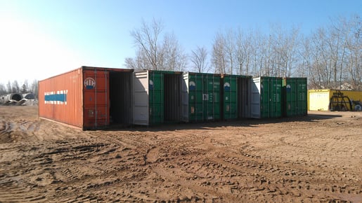 40' hihg cube containers on job site