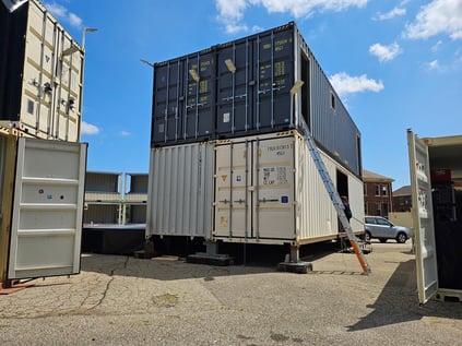 stacked shipping containers