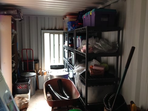 shipping Container shed in use storing items
