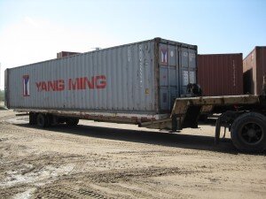 shipping container on a truck
