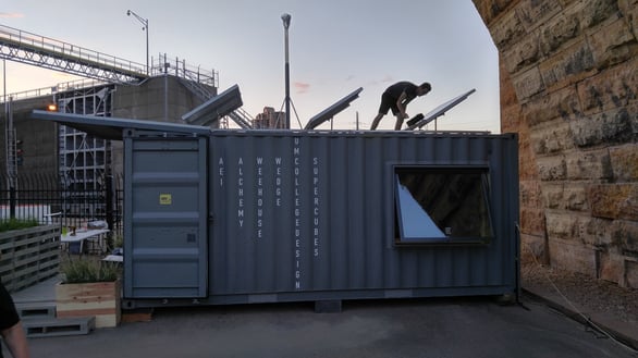 Container under the Stone Arch Bridge