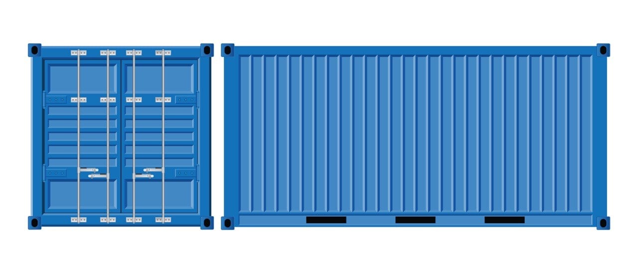 blue shipping container construction layout