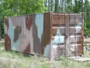 a brown camo painted container