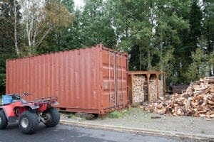 a red container