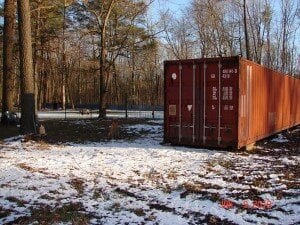 a storage container on a farm