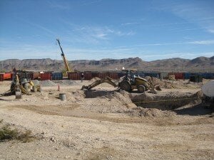 construction site of shipping container shrimp farm