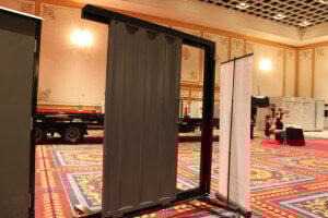 container barn door display