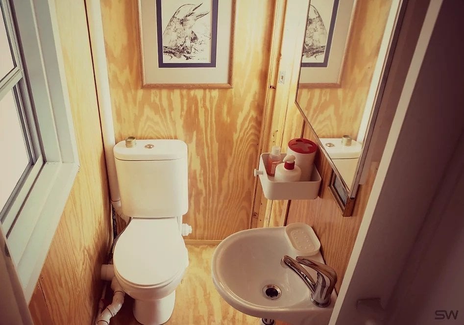 Plywood bathroom
