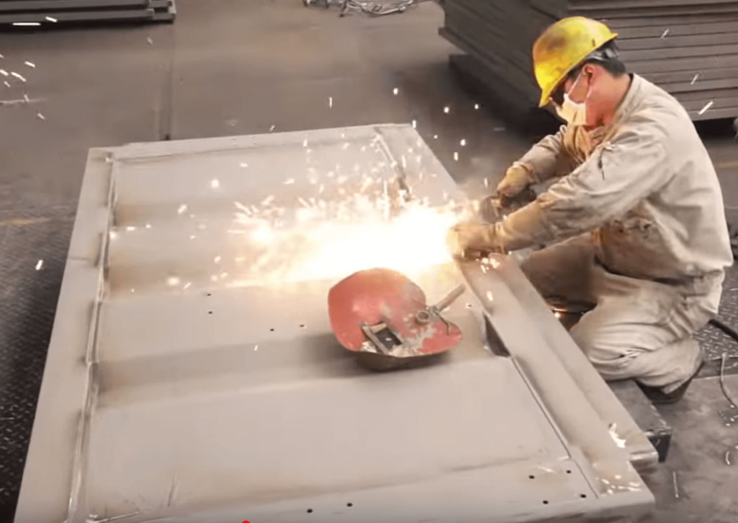a container wall being welded