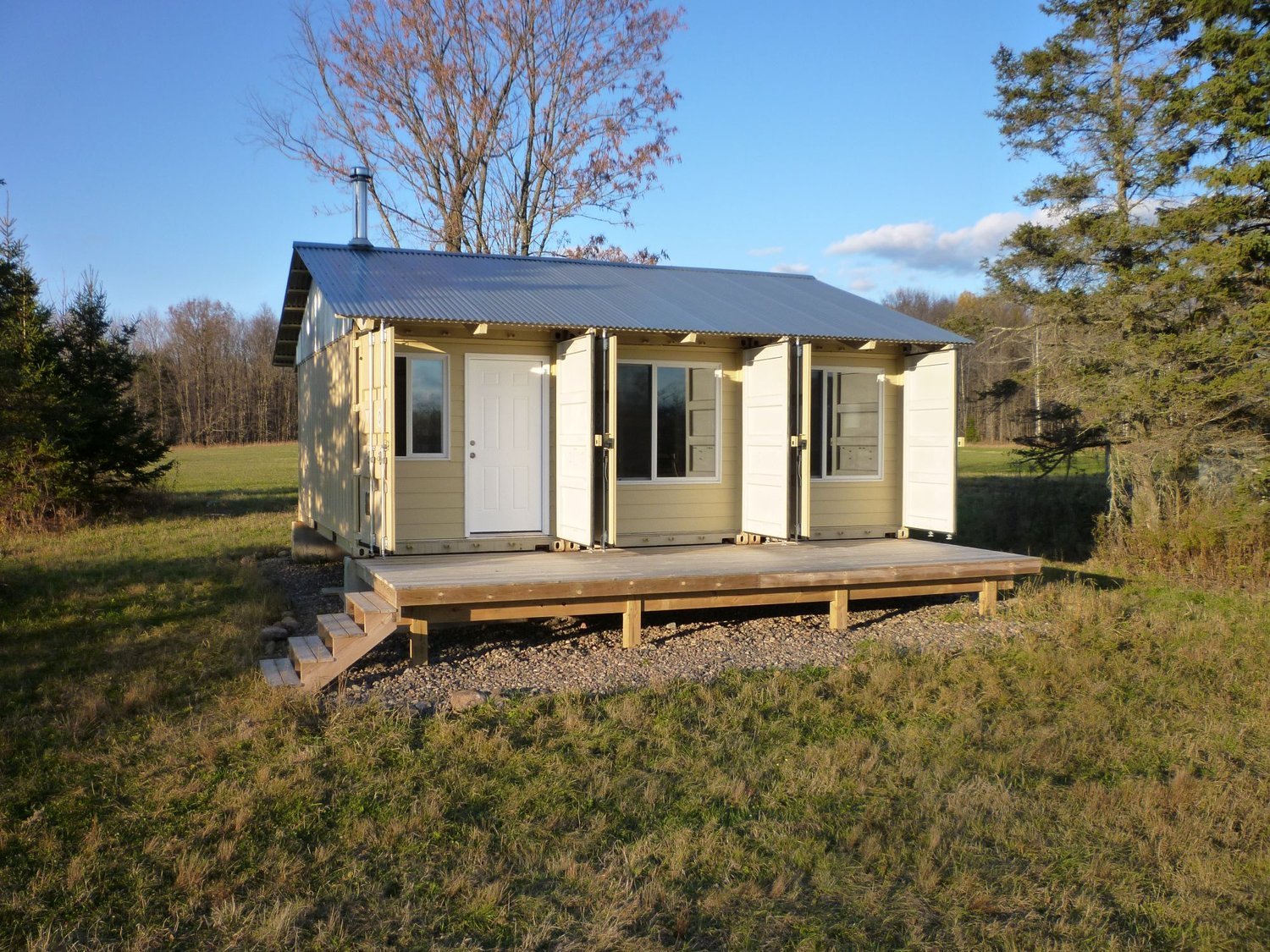 a tiny cabin from shipping containers