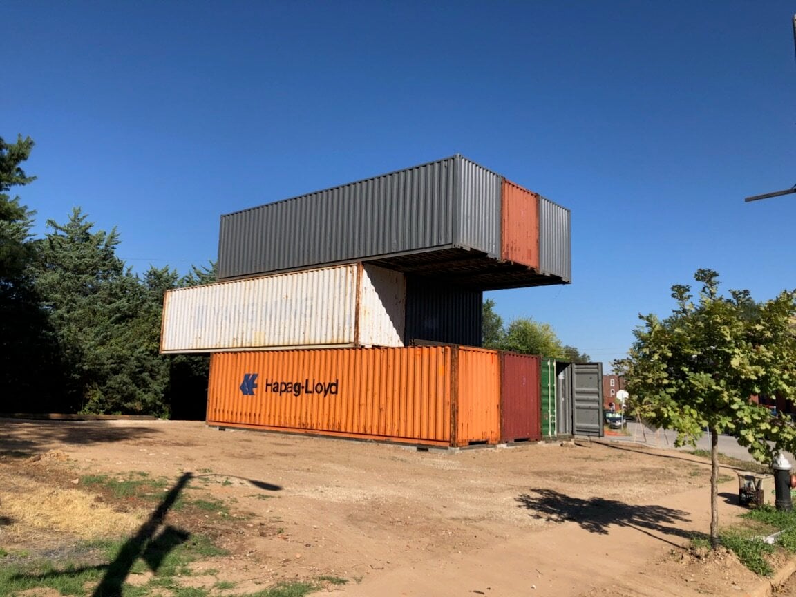 stacked shipping containers